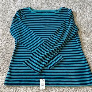 NWT Talbots striped blue long sleeve shirt medium